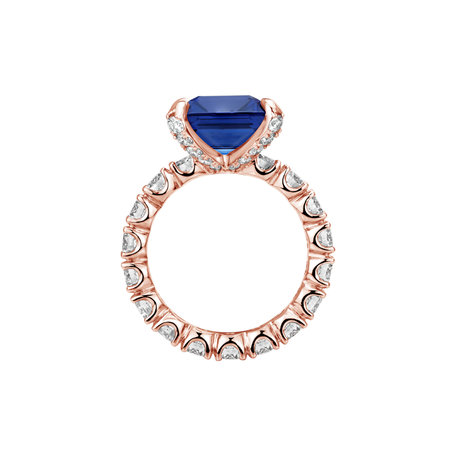 Prsteň s diamantmi a tanzanitom Fragment of Sky