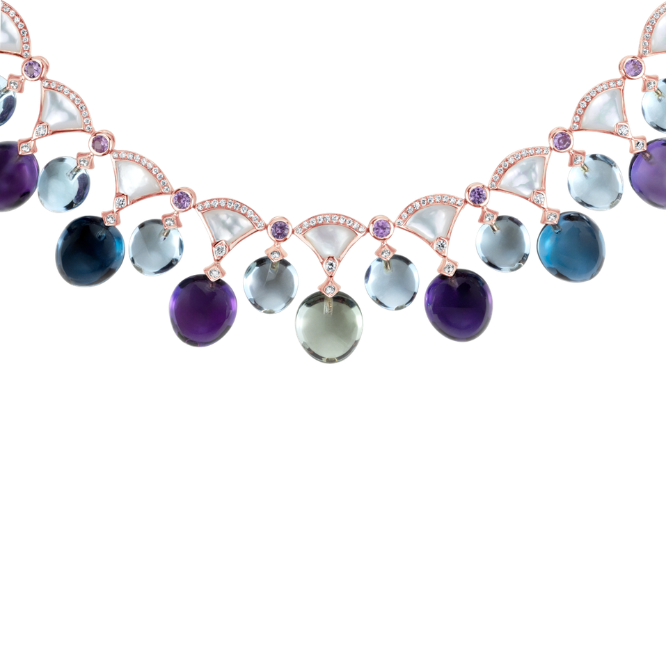 Náhrdelník s diamantmi a drahokamami Prismatic Rain