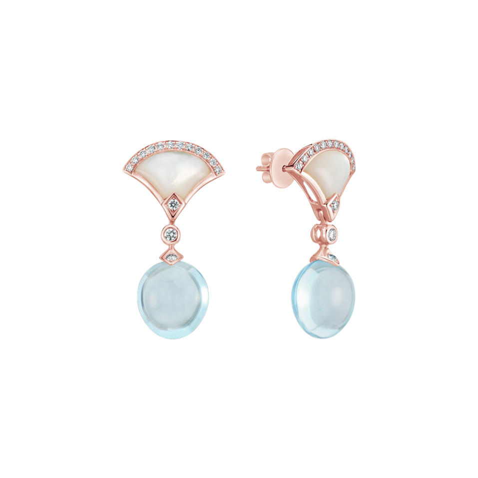 Náušnice s diamantmi, topásom a perleťou Imperya