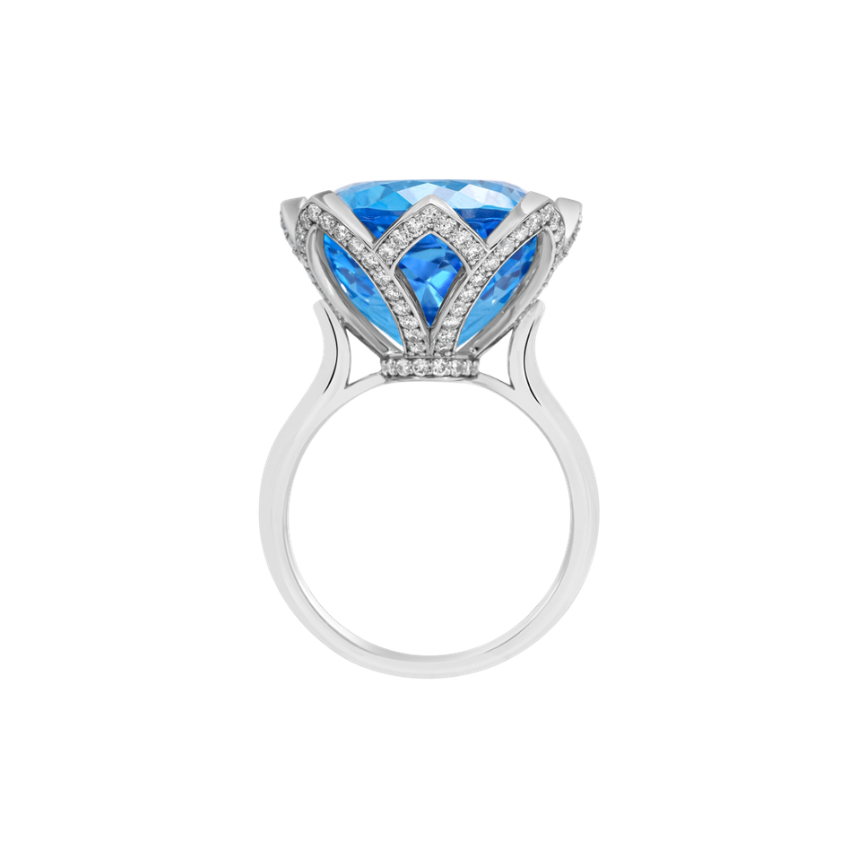Prsteň s diamantmi a topásom Ice Blossom
