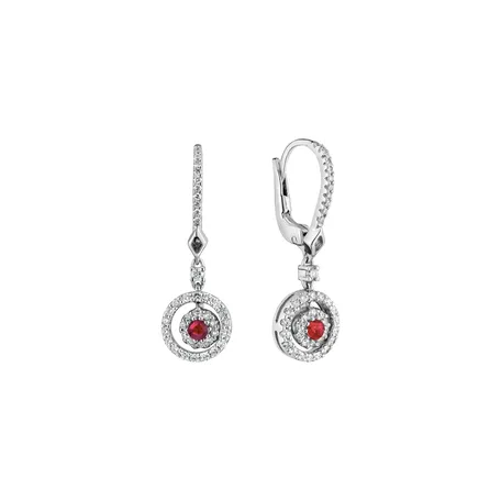 Náušnice s diamantmi a rubínmi Rose Hope