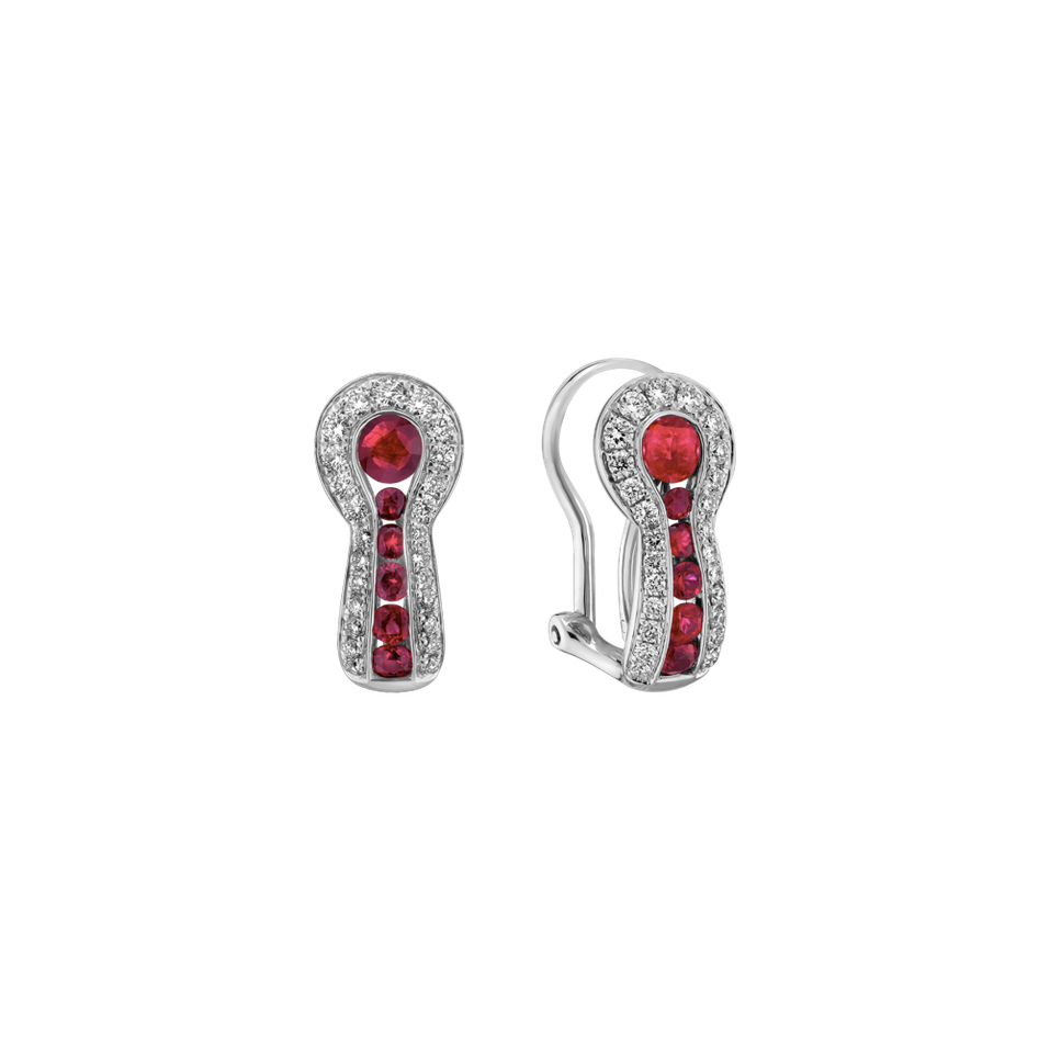 Náušnice s diamantmi a rubínmi Dark Bella