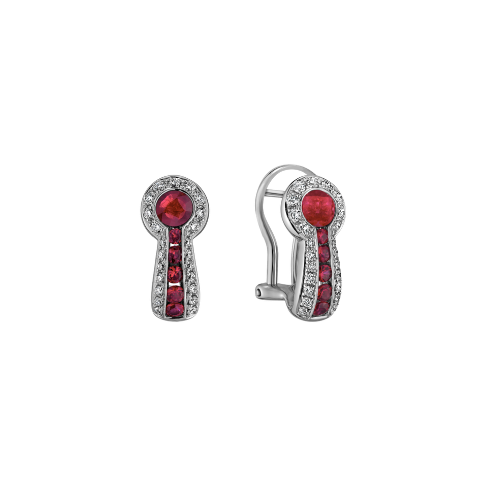 Náušnice s rubínom a diamantmi Kayden