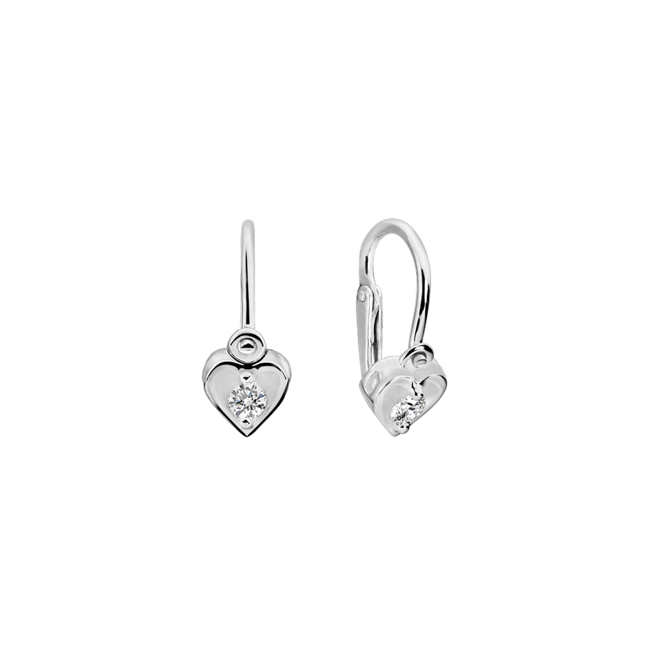 Detské náušnice s diamantom Little Heart