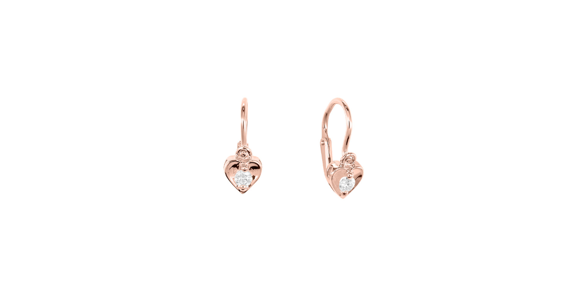 Detské náušnice s diamantom Little Heart