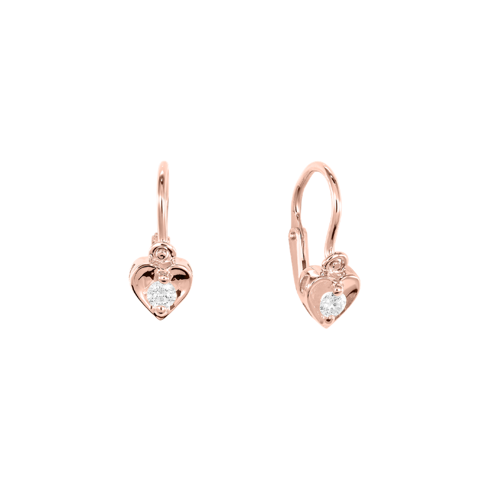 Detské náušnice s diamantom Little Heart