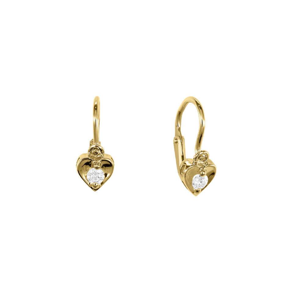 Detské náušnice s diamantom Little Heart