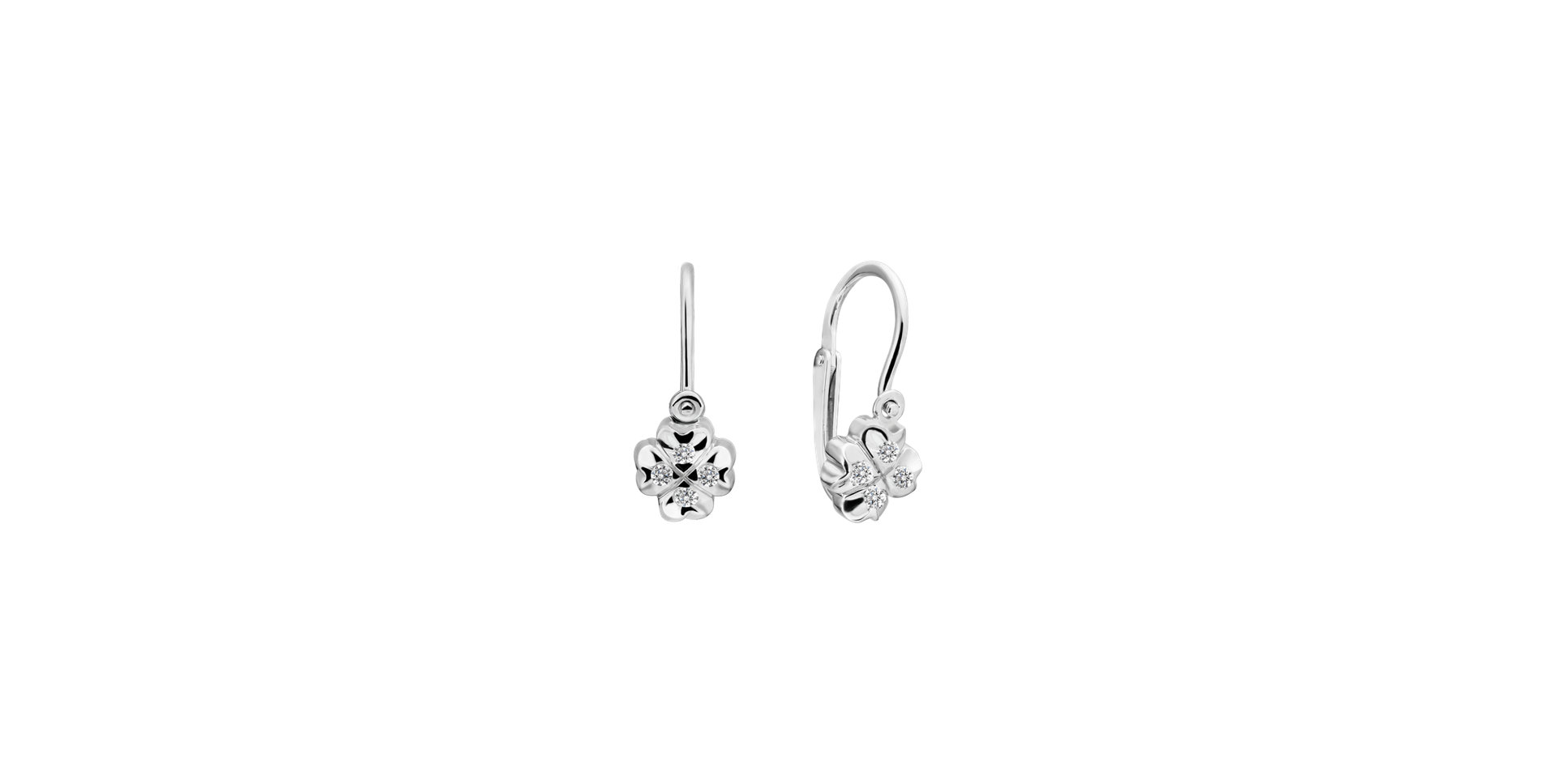 Detské náušnice s diamantmi Tiny Cloverleaf
