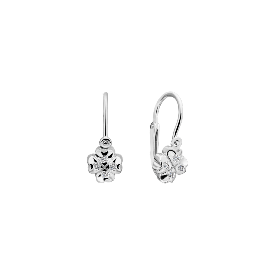Detské náušnice s diamantmi Tiny Cloverleaf