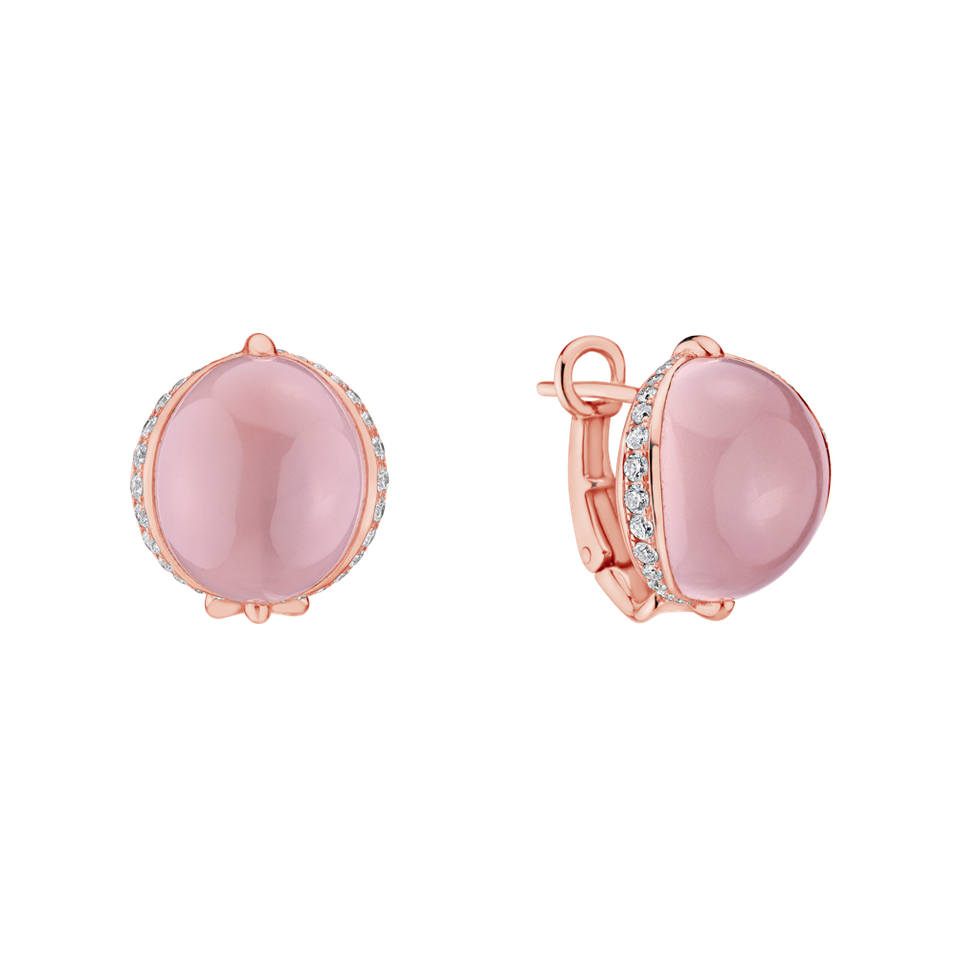 Náušnice s ruženínom a diamantmi Pink Passion