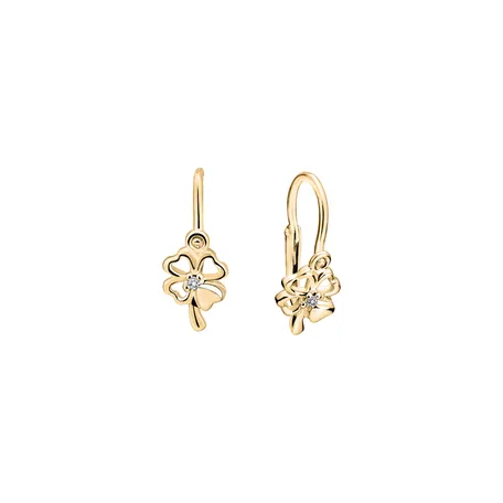 Detské náušnice s diamantom Cloverleaf
