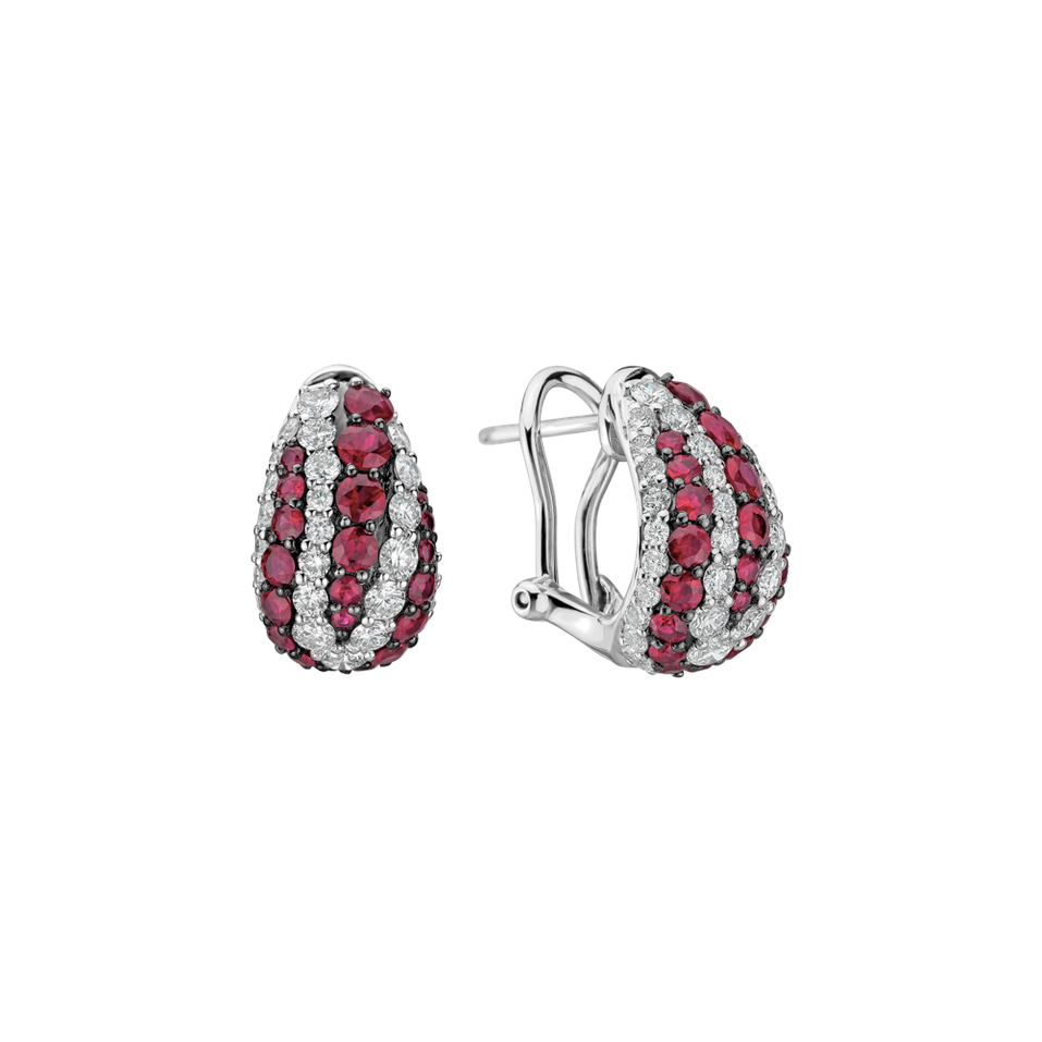 Náušnice s diamantmi a rubínmi Maroon Majesty