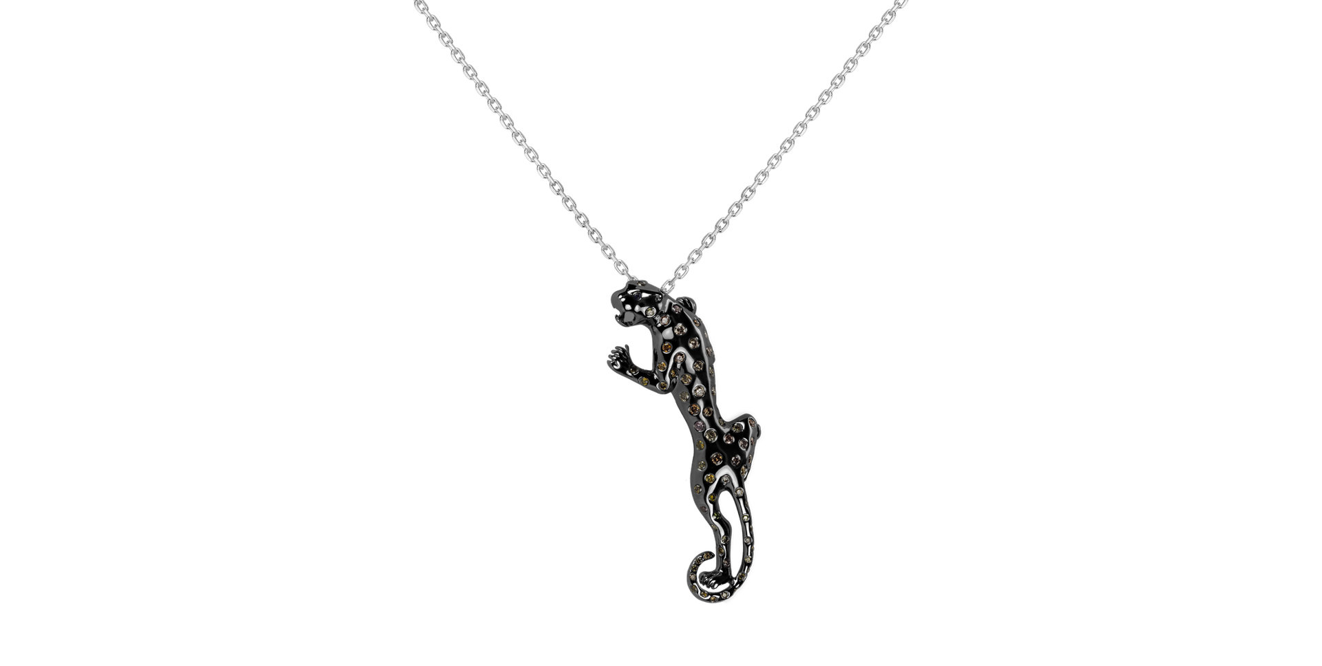 Brošňa s prívesok s hnedými diamantmi a zafírmi Dark Puma