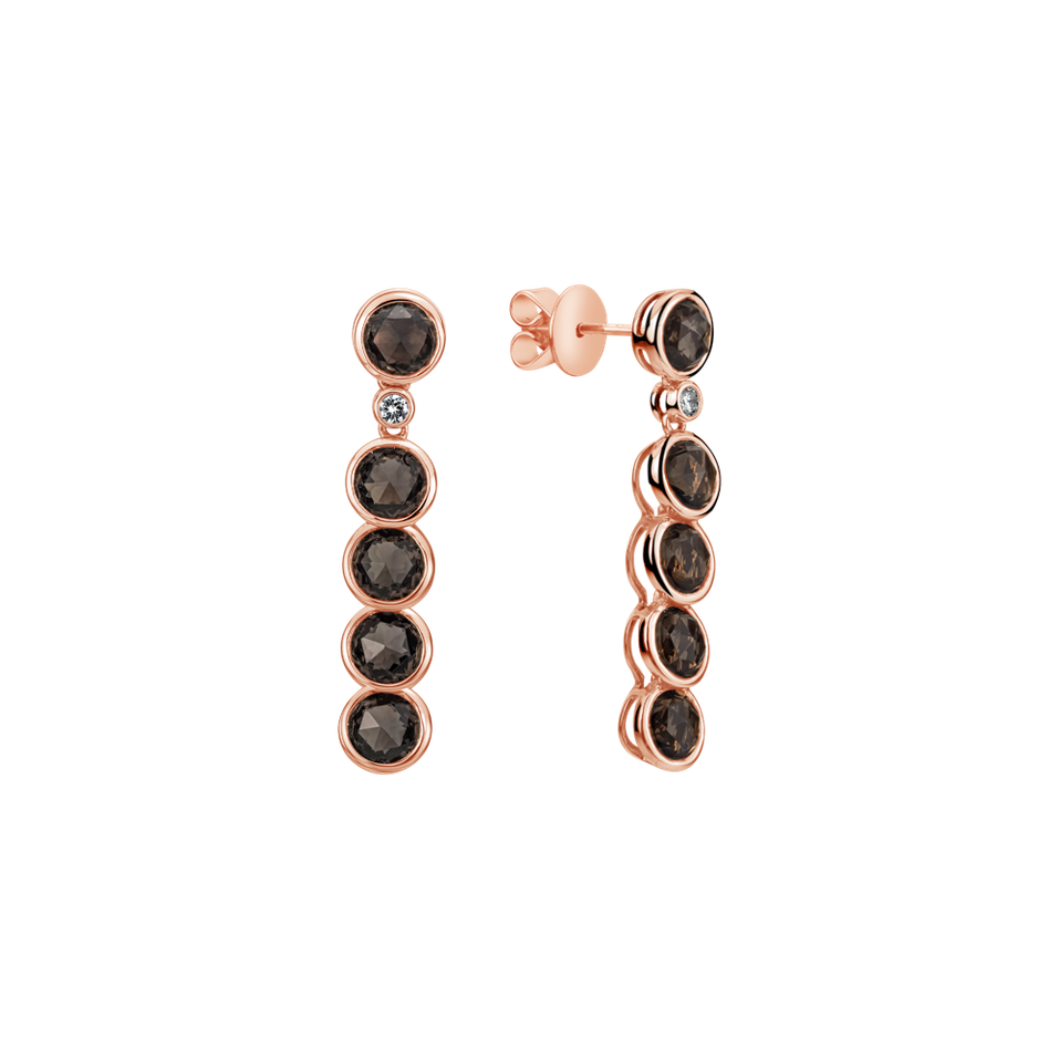Náušnice s diamantmi a smoky quartzom Eden Poem