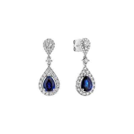 Náušnice s zafírom a diamantmi Lavish Feeling