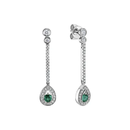 Náušnice so smaragdom a diamantmi Glamour Drop