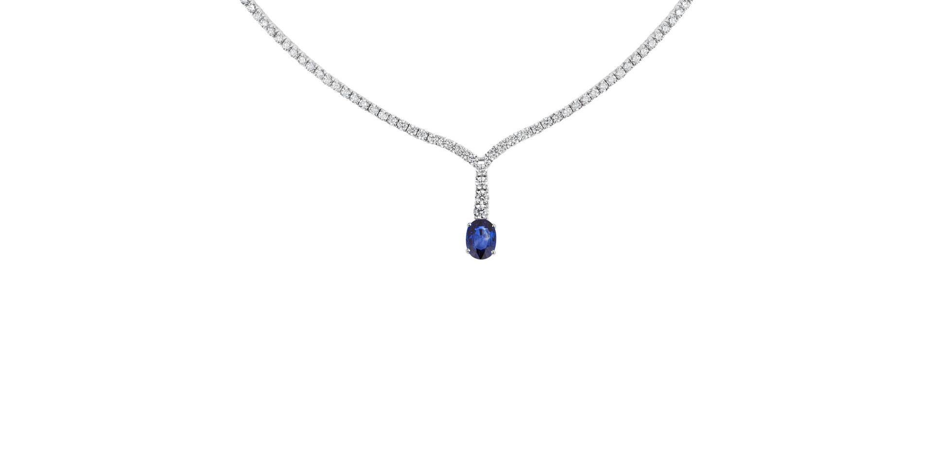 Náhrdelník so zafírom a diamantmi Blue Grain