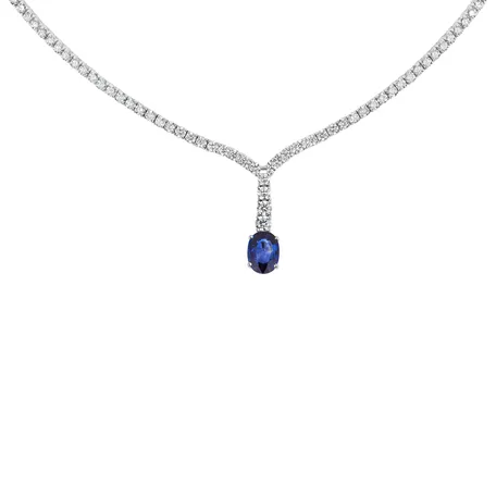Náhrdelník so zafírom a diamantmi Blue Grain