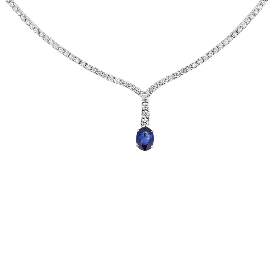 Náhrdelník so zafírom a diamantmi Blue Grain