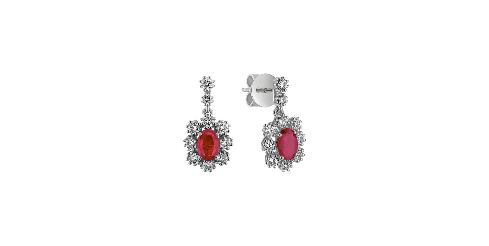 Náušnice s rubínom a diamantmi Crimson Luck
