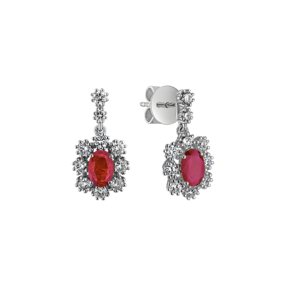Náušnice s rubínom a diamantmi Crimson Luck