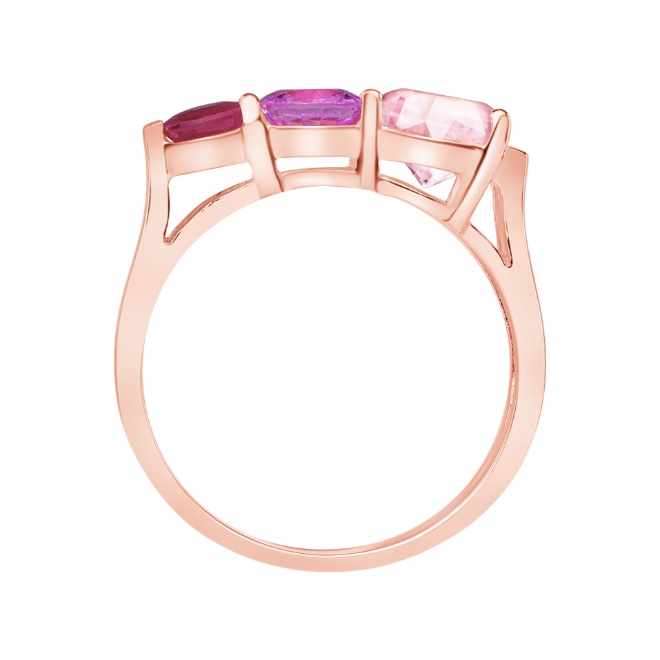 Prsteň s rubínom, ruženínom a zafírom Tripple Bonbons