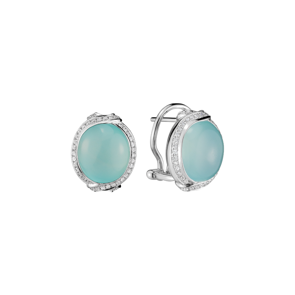 Náušnice s diamantmi a chalcedonom Saddnes of Petal