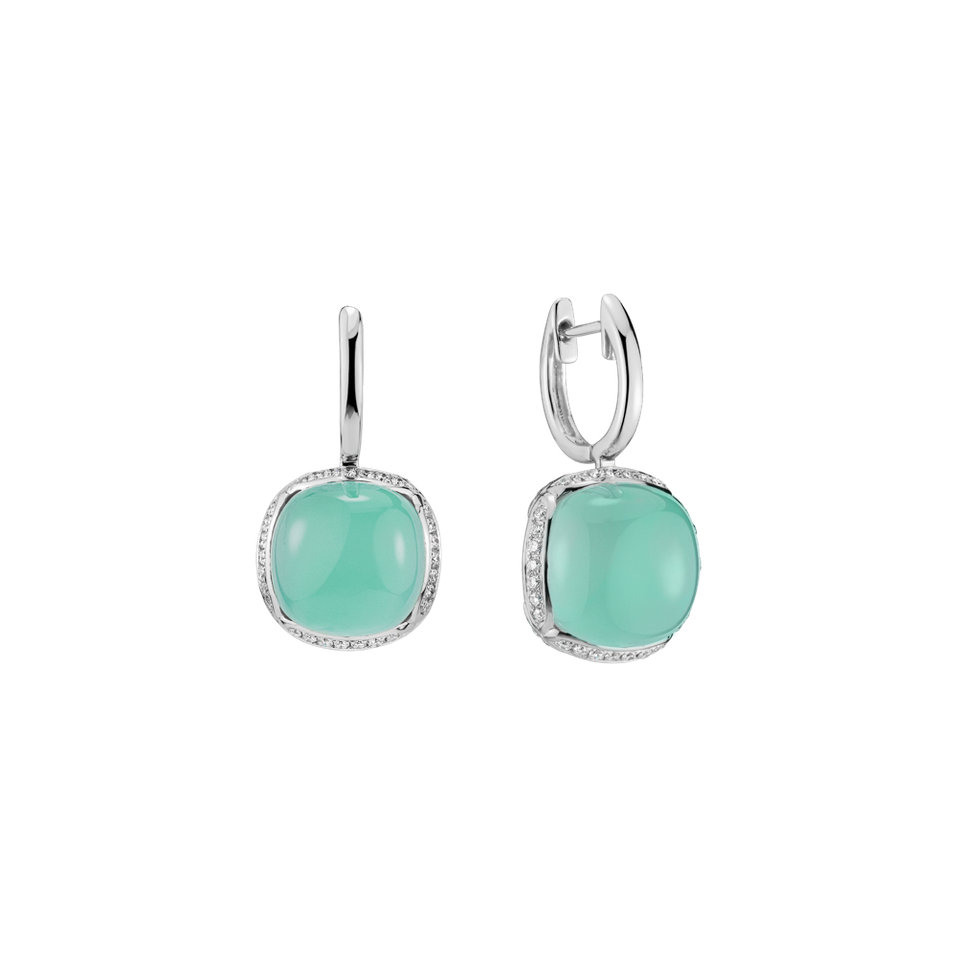 Náušnice s chalcedonom a diamantmi Mystic Drop