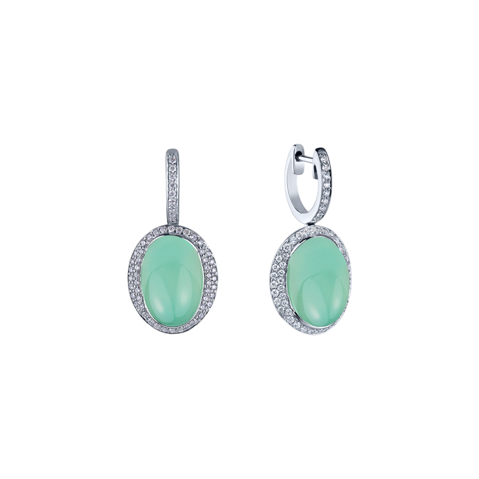 Náušnice s chalcedonom a diamantmi Endless Bloom