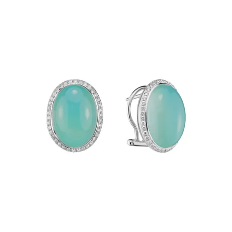 Náušnice s chalcedonom a diamantmi BloomBurst