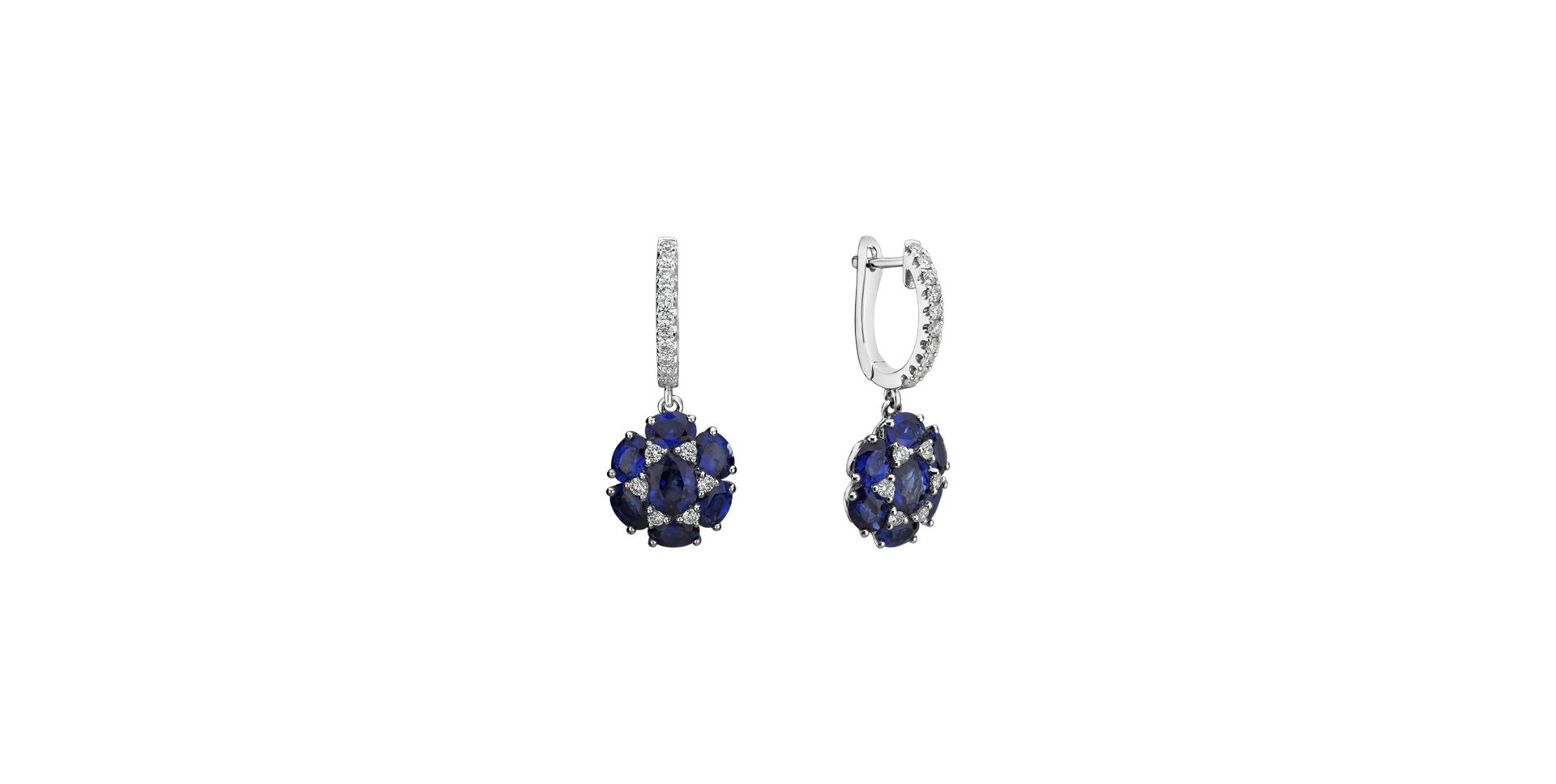 Náušnice s diamantmi a zafírmi Sapphire Disco