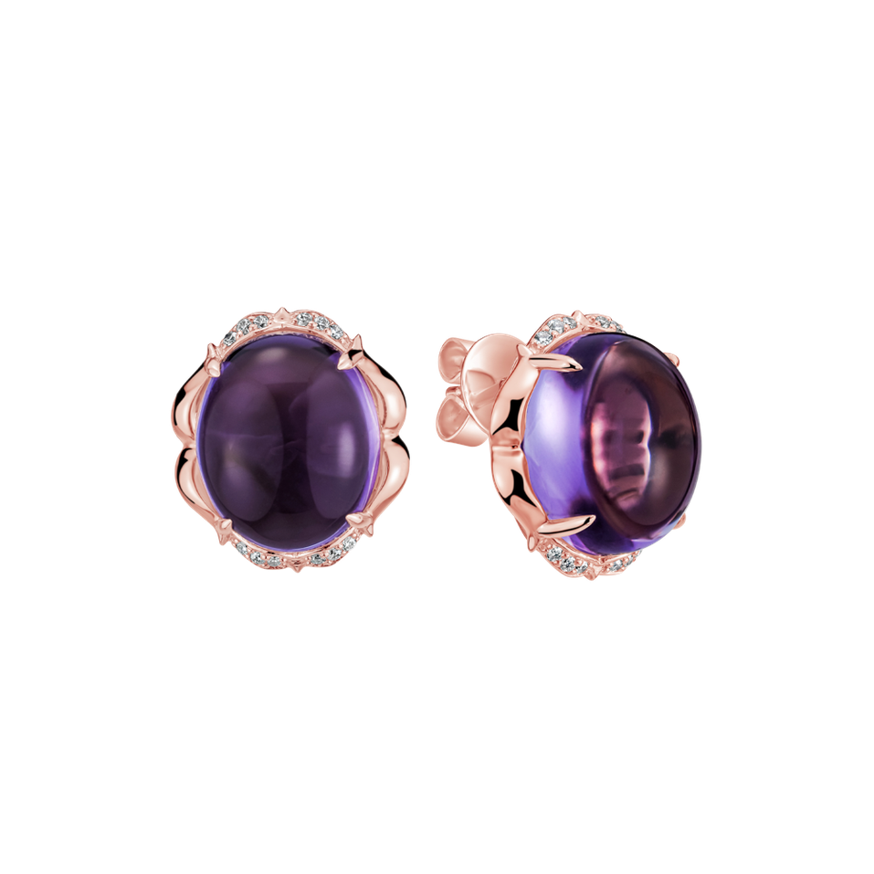 Náušnice s diamantmi a ametystom Bloomira