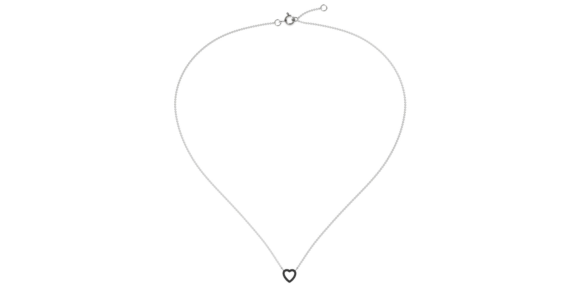 Náhrdelník s čiernymi a bielymi diamantmi Tender Heart