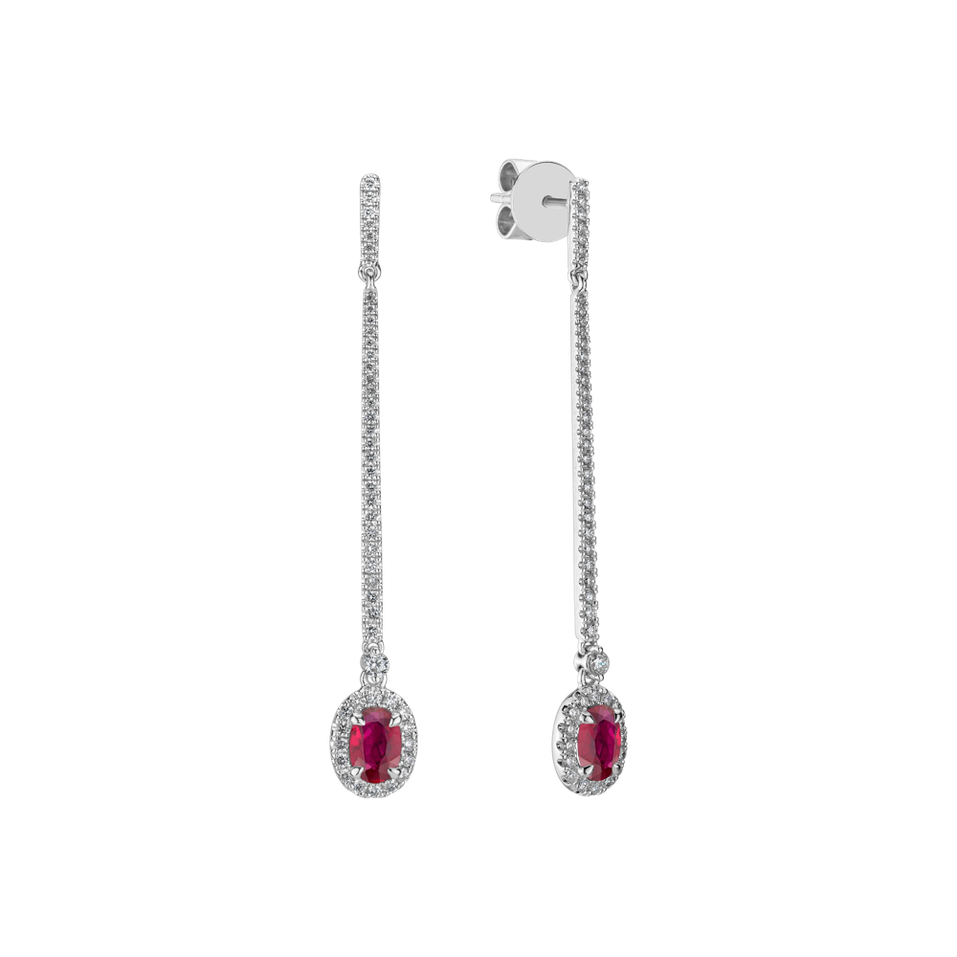Náušnice s rubínom a diamantmi Jewel Fall