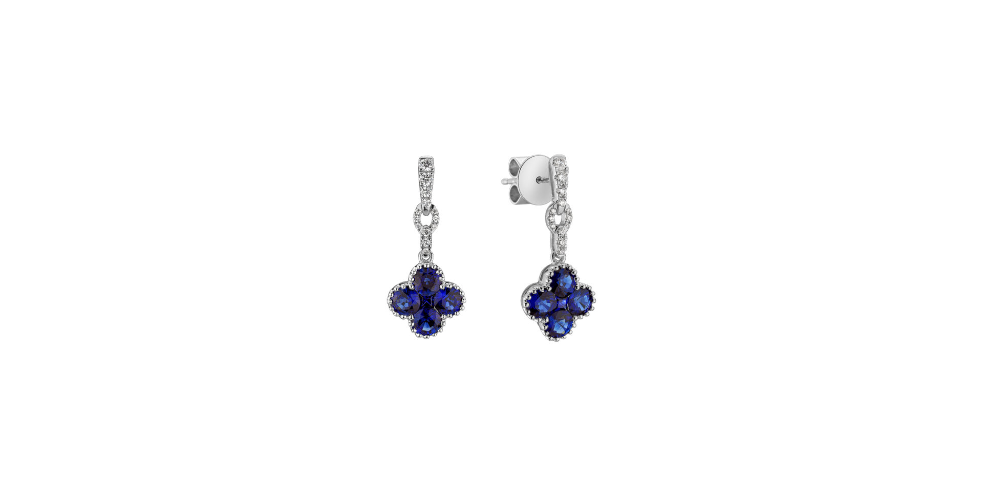 Náušnice s diamantmi a zafírmi Fire Clover