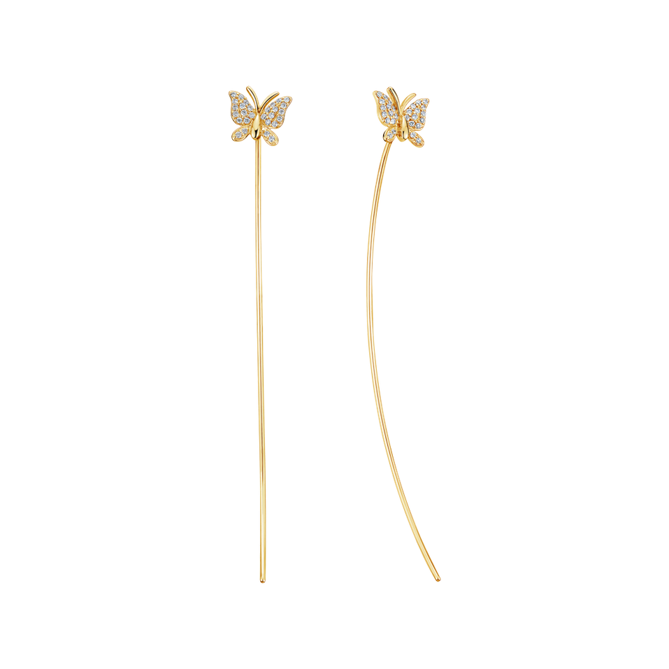 Náušnice s diamantmi Butterfly Charm